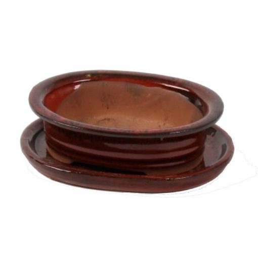 A3150003 Bonsai ceramic set (pot – plate) Koban (Oval)